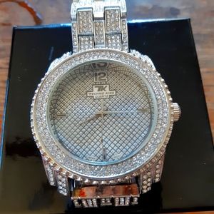 Techno King micro pave luxury watch. Oversized fabulous vintage watch from 90s